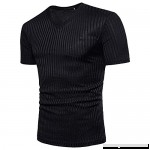 Striped T Shirt Men,Donci Vertical Solid Color Tees Round Neck Slim Casual Sports Summer New Short Tops Black B07NSW37XS